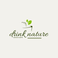 drink nature with leaf fresh logo design