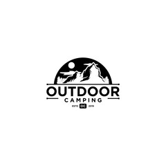 mountain outdoor camping logo design vector