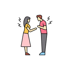 Family conflict olor line icon. Different stages person's life.