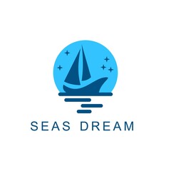 Silhouette of Dhow logo design, Traditional Sailboat from Asia / Africa