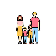 Family olor line icon. Different stages person's life.