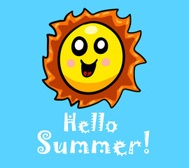 Stylized Cartoon Hello Summer Card