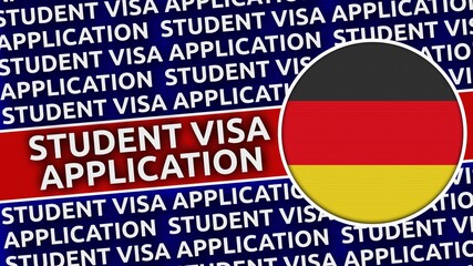 Germany Circular Flag with Student Visa Application Titles - 3D Illustration