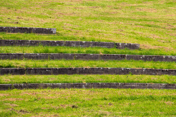 Old weathered stone steps at outdoor amphitheater