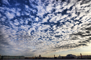 Fototapeta premium Cirrus clouds in the sky in St. Petersburg