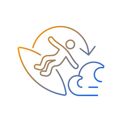 Carve surfing maneuver gradient linear vector icon. Turning board through complete angle on wave face. Surfing trick. Thin line color symbols. Modern style pictogram. Vector isolated outline drawing