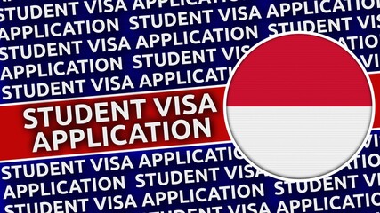 Monaco Circular Flag with Student Visa Application Titles - 3D Illustration