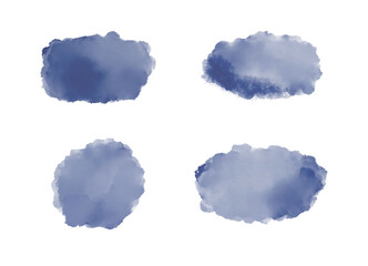 Navy blue brush stroke watercolor splashes for social media, banners, invitations