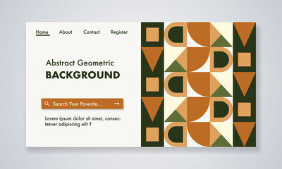 Colorful geometric background. Modern retro graphic design landing page.