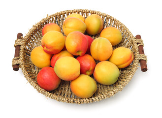 Fresh apricot fruits isolated on white background