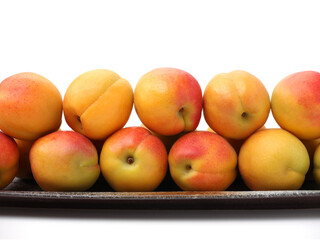 Fresh apricot fruits isolated on white background