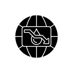 Water scarcity black glyph icon. Experiencing drought conditions globally. Fresh water lacking. Environmental issue. Resource management. Silhouette symbol on white space. Vector isolated illustration