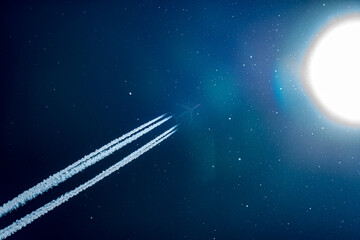 Naklejka premium Airplane flying by with stars 