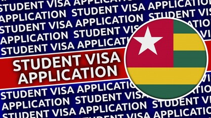 Togo Circular Flag with Student Visa Application Titles - 3D Illustration