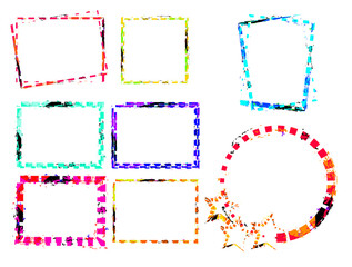 Hand drawn set of simple frame and border with different shapes: heart, square, oval. Cut isolated vector illustration for your banner design.