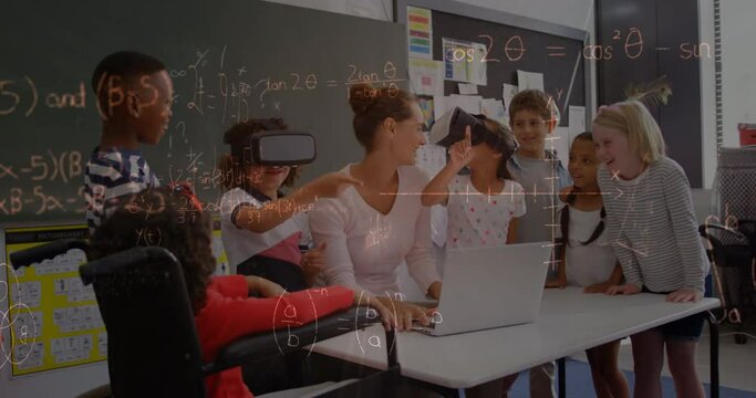 Animation of mathematical equations over schoolchildren using vr headsets