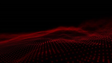 Animation of undulating contour landscape of red dots on black background