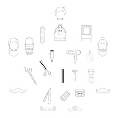 barbershop related icons kit on white background