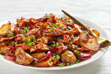 roast potato salad with red onion and bacon