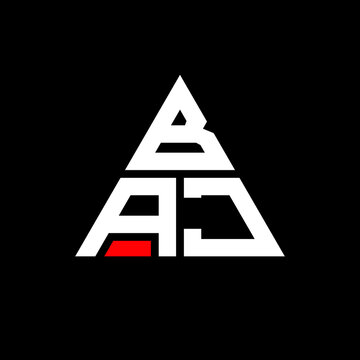 BAJ triangle letter logo design with triangle shape. BAJ triangle logo design monogram. BAJ triangle vector logo template with red color. BAJ triangular logo Simple, Elegant, and Luxurious Logo. BAJ 