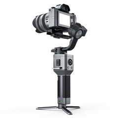 3-axis gimbal stabilization system with nonexistent mirrorless camera isolated © boule1301