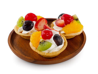 A delicious fruit tart made with strawberries,grapes and kiwi