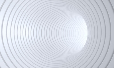 White rings line up to form a tunnel. Constructed of the tubular white circle put together.3d Rendering.
