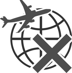Vector image of the ban on flights around the world.