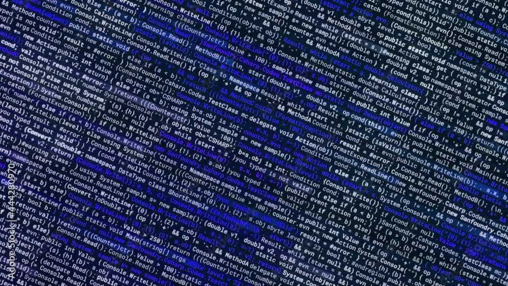 Poster abstract visualization of a virus spreading as a computer code, concept of digital security. animati