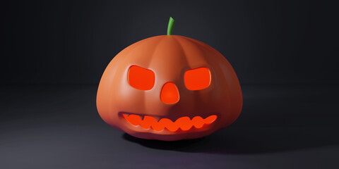 Horrible symbol of Halloween - Jack-o-lantern. Scary head of a pumpkin. 3D rendering.