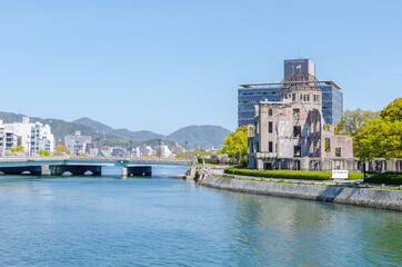 Fototapeta na wymiar The Atomic Bomb Dome at Hiroshima in Japan. Nuclear weapon memorial.