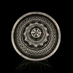 glass disc. the bottom of the glass. glass circle