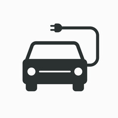 Electric car vector icon isolated on white background.