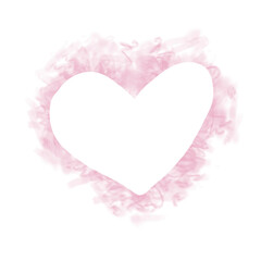 Watercolor Pink Heart with space for text. Hand drawn illustration painted by Brush and Aquarelle. Isolated object on white background. Design for wedding invitations and Valentine's Day cards