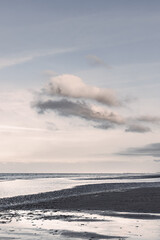Oostduinkerke, Belgium: Seascape with beautiful light and monochrome colors