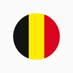 Fototapeta premium Round Belgian flag vector icon isolated on white background. The flag of Belgium in a circle.
