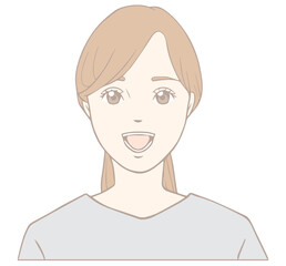 あいうべ体操をする女性「あ」パステル