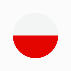 Round polish flag vector icon isolated on white background. The flag of Poland in a circle.
