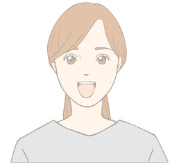 あいうべ体操をする女性「べ」パステル