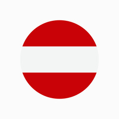 Round Austrian flag vector icon isolated on white background. The flag of Austria in a circle.