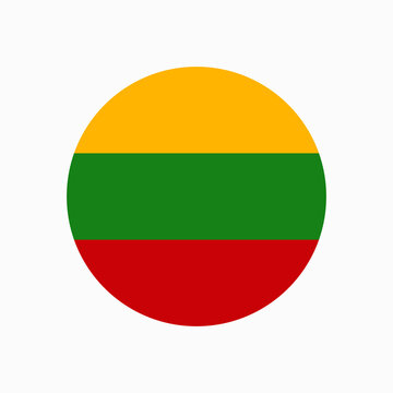 Round Lithuanian flag vector icon isolated on white background. The flag of Lithuania in a circle.