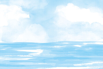 夏の海の水彩画