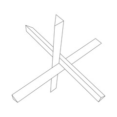 Hedgehog antitank defence. Wireframe low poly mesh vector illustration.