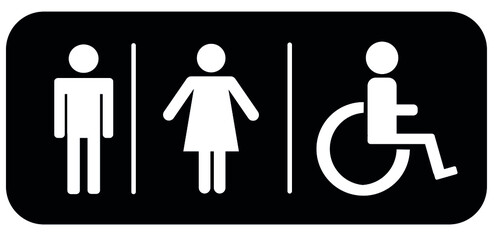 Vector image of signs for toilets. Men's, women's toilet. Toilet for people with disabilities