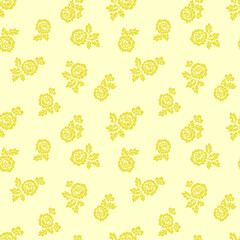 Floral seamless pattern. Simple floral drawing. Elegant botanical pattern of yellow flowers. Natural ornament for textiles, fabrics, wallpaper, surface decoration