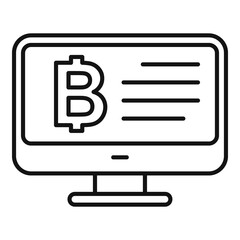 Bitcoin monitor icon outline vector. Crypto coin currency