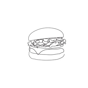 recommend clip art: hand drawn doodle burger illustration vector isolated in continuous line art style