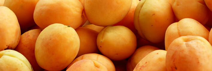 close-up organic ripe apricots background