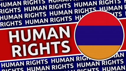 Armenia Circular Flag with Human Rights Titles - 3D Illustration