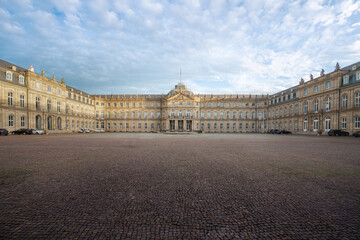 Fototapeta na wymiar Panoramic view of Stuttgart New Palace facade (Neues Schloss) - Stuttgart, Germany